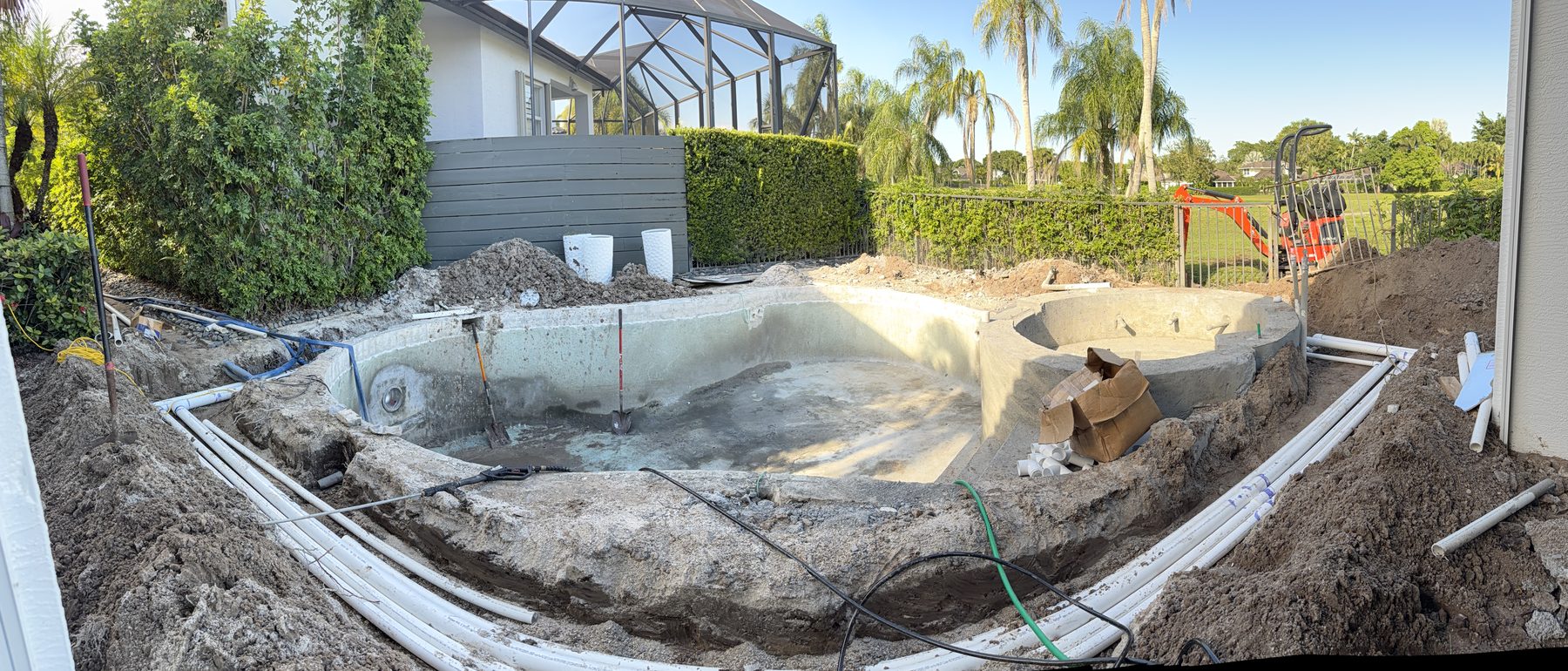 Players Court pool shell and spa during construction